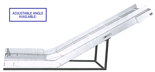 E-525 Incline conveyor with tubular support for running beside the IM machine.