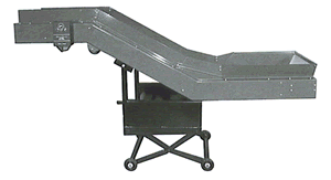 535 / 735 Series Incline Nose-Over Conveyor. One piece horizontal for work station or obstruction clearance applications.